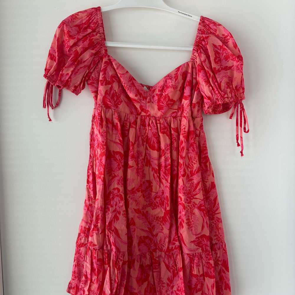 Floral Babydoll Dress in Red and Pink